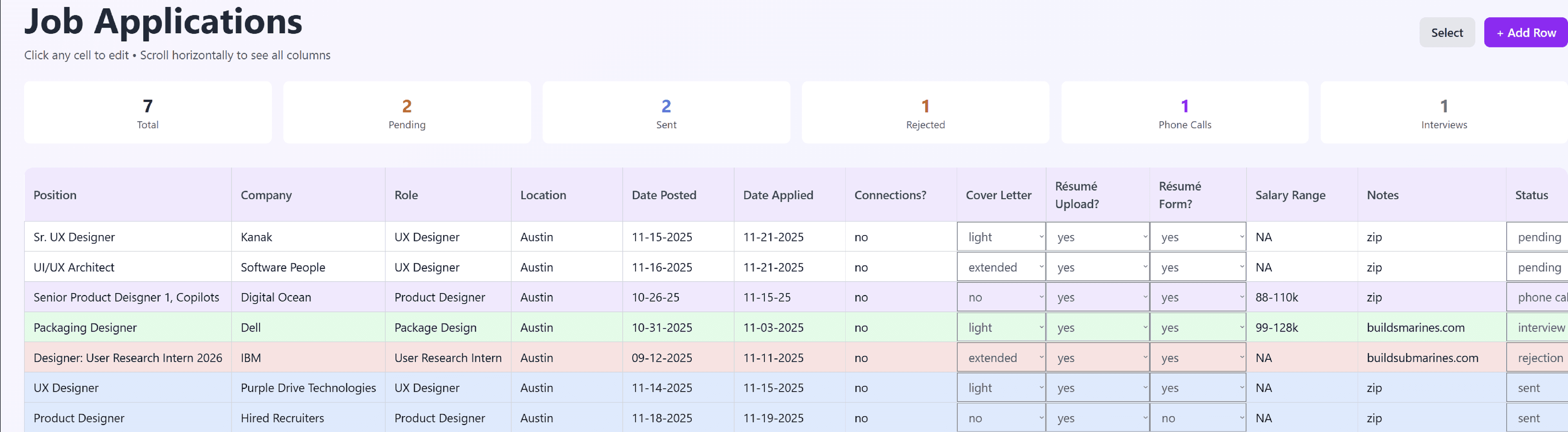 Job Application Tracking screenshot